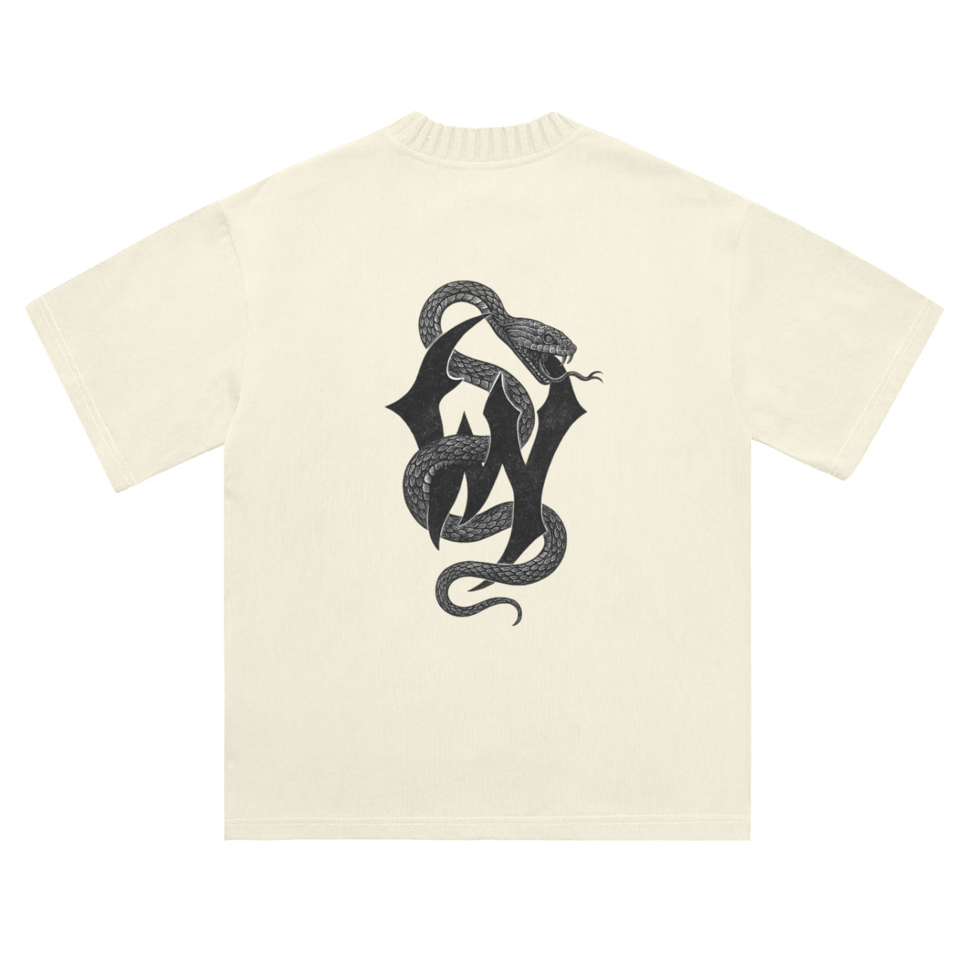Heavyweight Knitted Round Neck- Snake T-Shirt