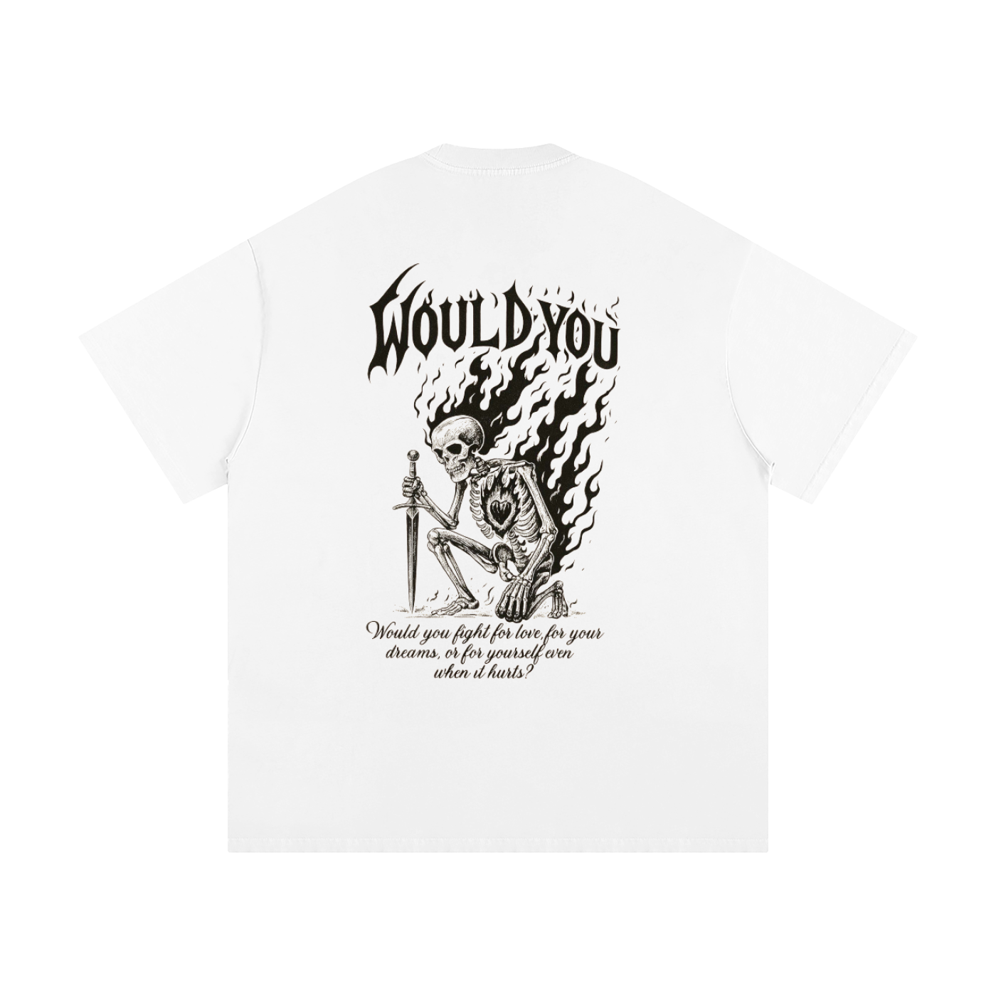 Heavyweight Inverted Flaming Skull Tee