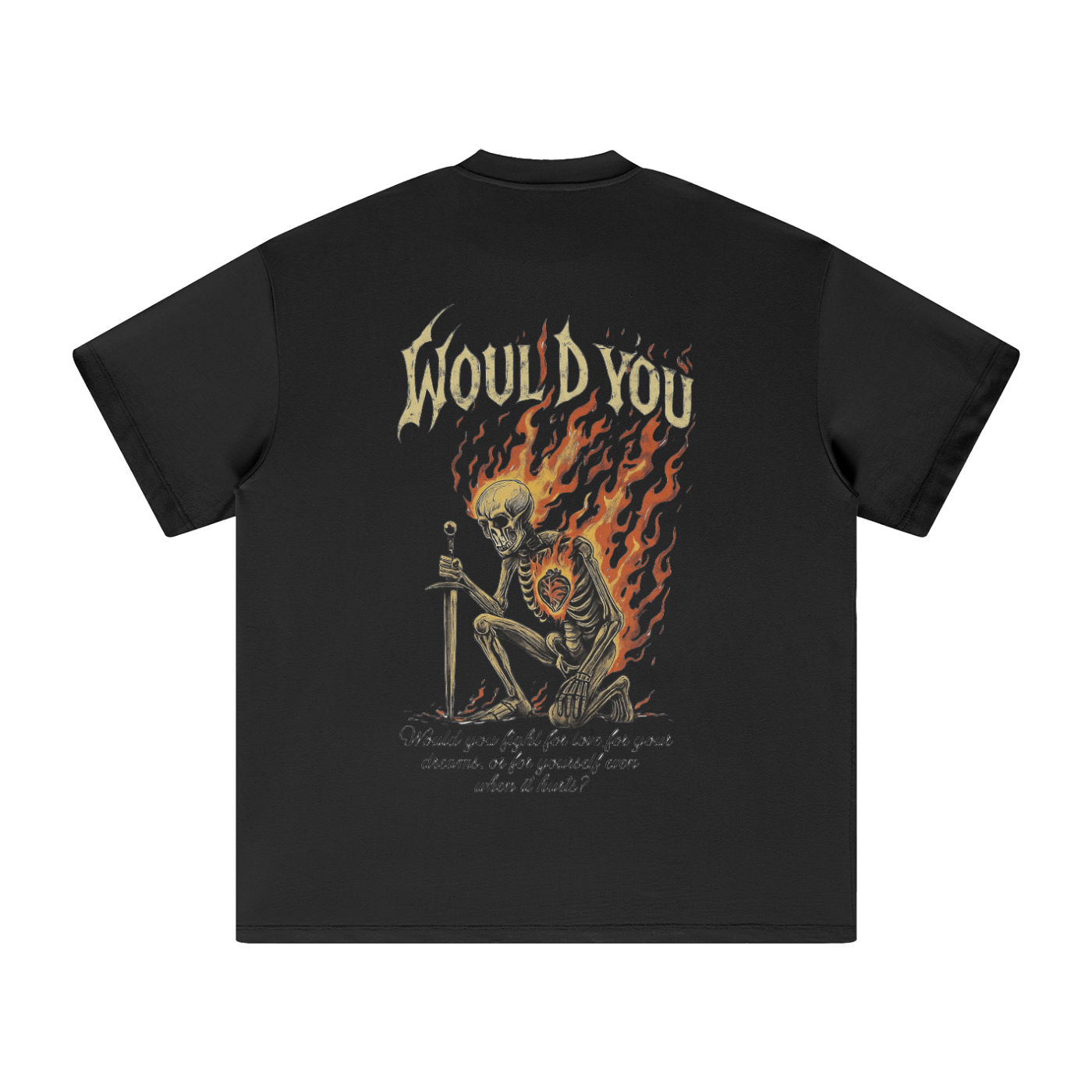 Heavyweight Flaming skull Earth-Tone Tee