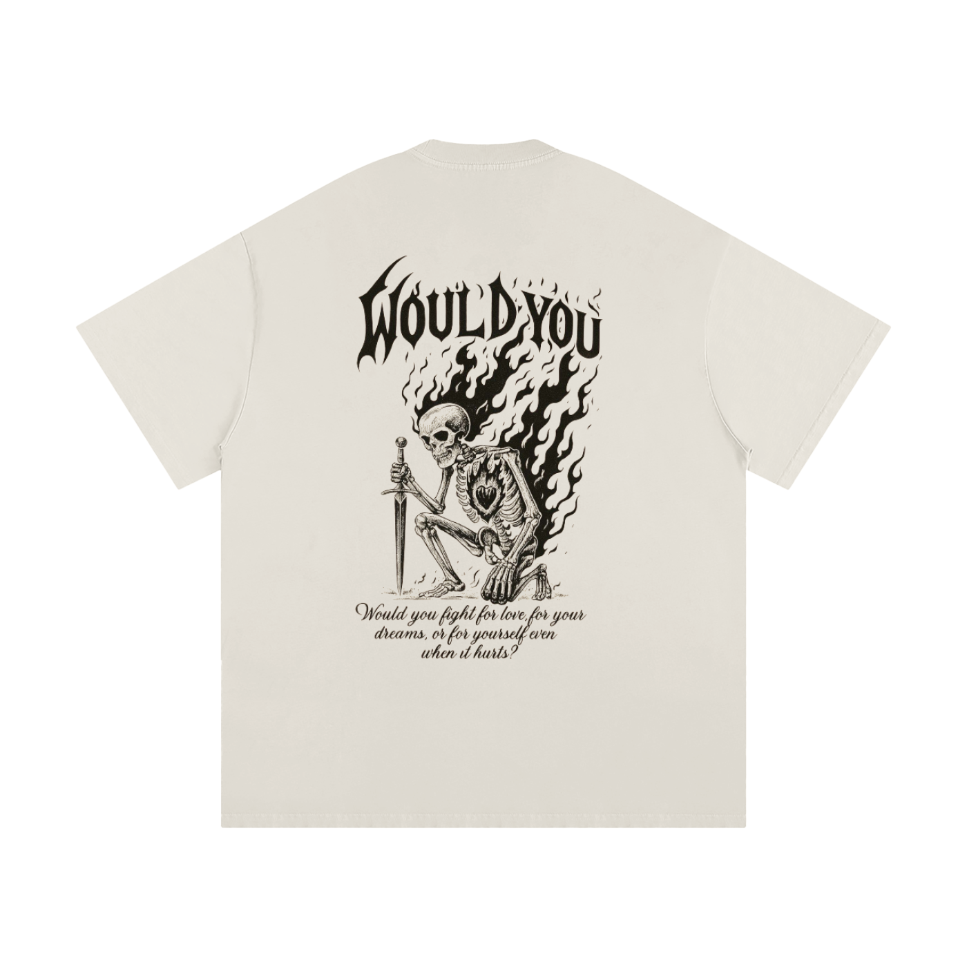 Heavyweight Inverted Flaming Skull Tee