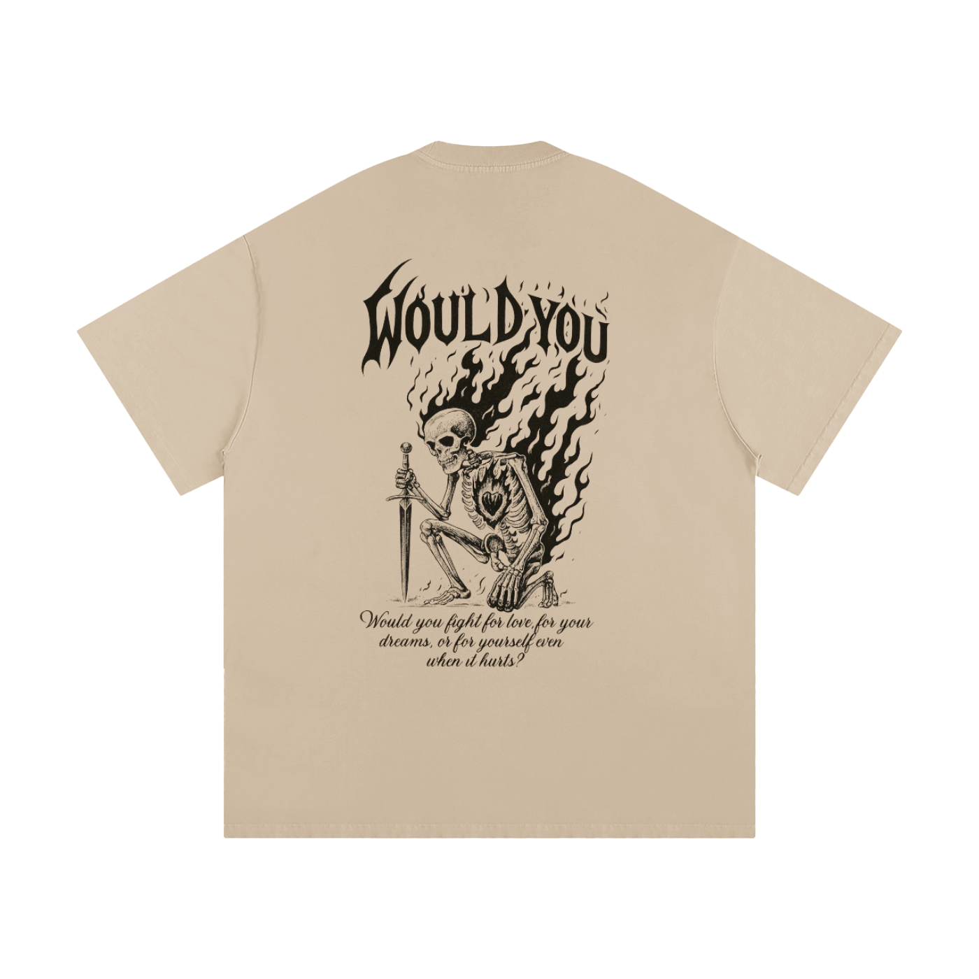 Heavyweight Inverted Flaming Skull Tee